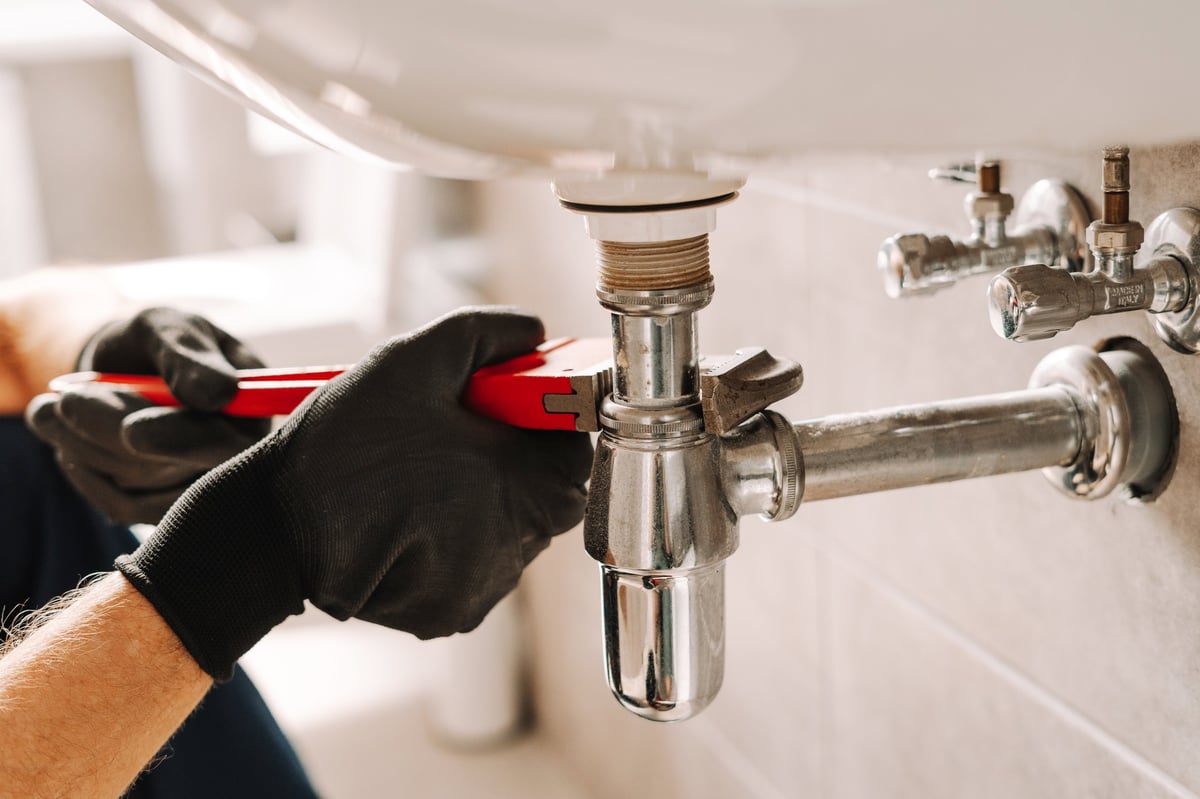 Professional plumber in action