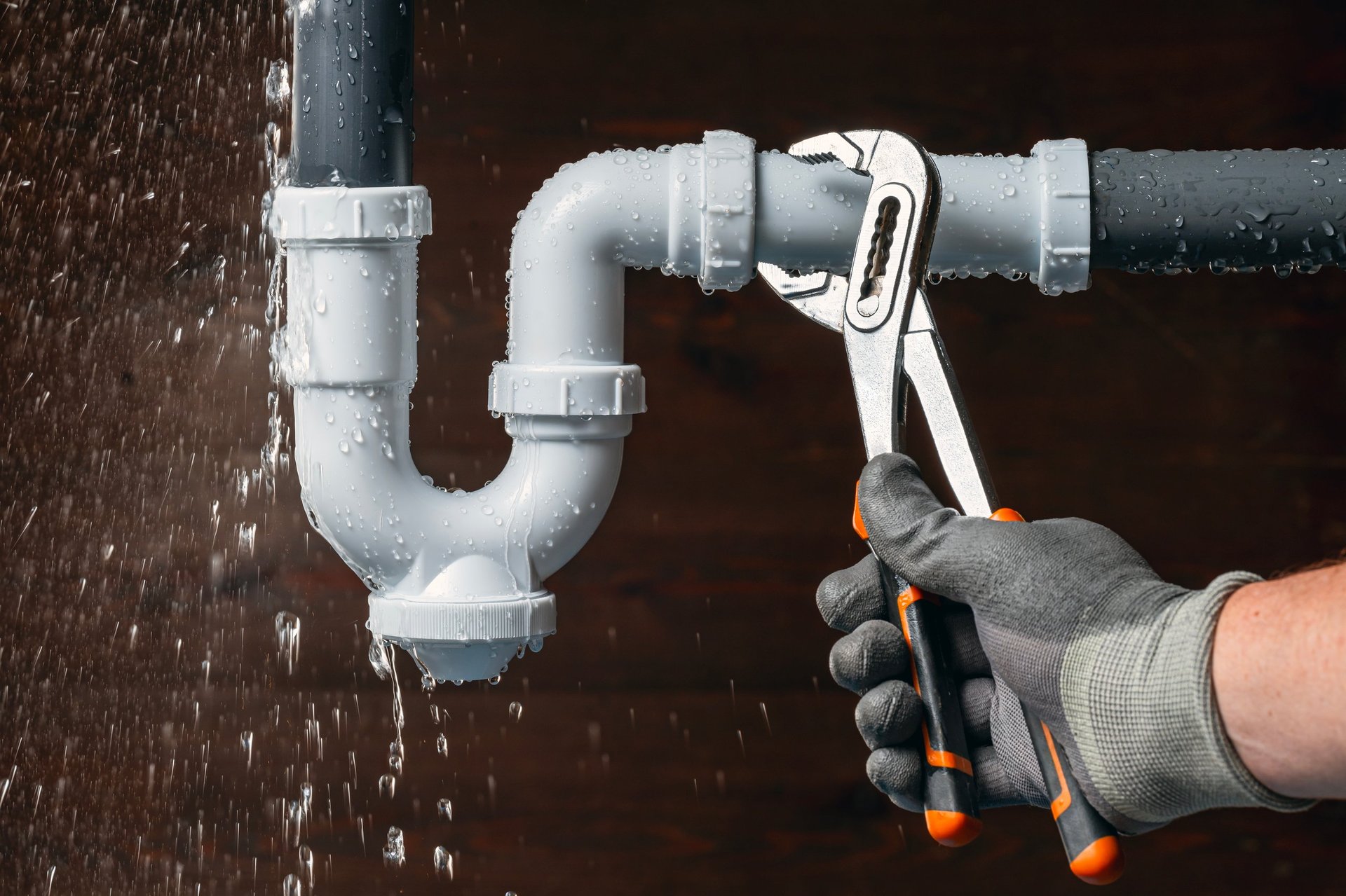 Professional plumber fixing sink drain